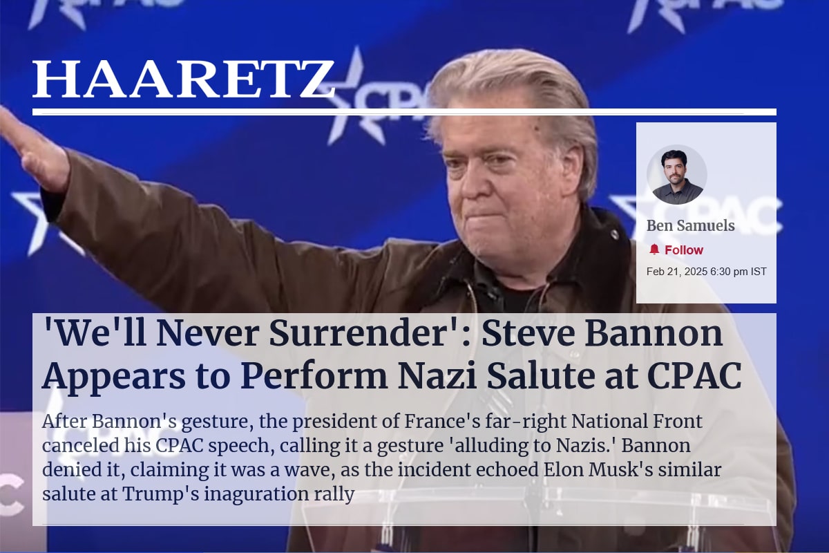&lsquo;We&rsquo;ll Never Surrender&rsquo;: Steve Bannon Appears to Perform Nazi Salute at
