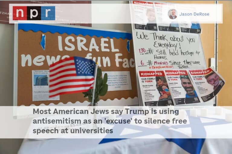 NPR Most American Jews say Trump is using antisemitism as an 'excuse' to silence free speech at universities