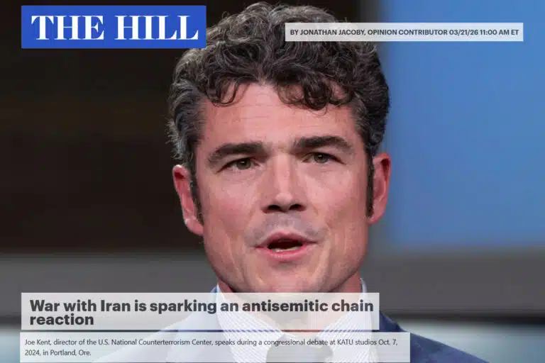 THE HILL War with Iran is sparking an antisemitic chain reaction Joe Kent,director of the US National Counterterrorism Center speaks during a congressional debate at KATU studios in Portland